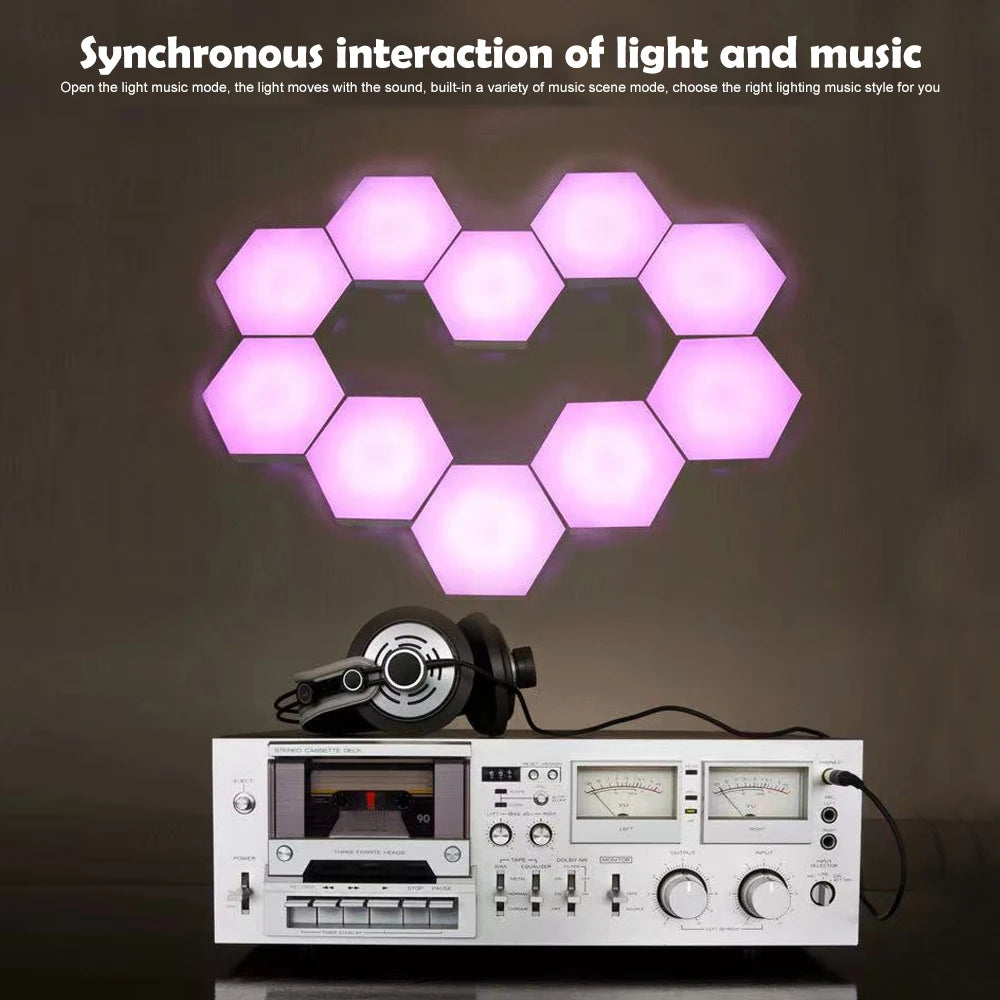 Hexagon Lights Gaming RGB Led Light Panels DIY Smart Home Wall Lights Musical Rhythm Sync App Control Gaming Room Decor
