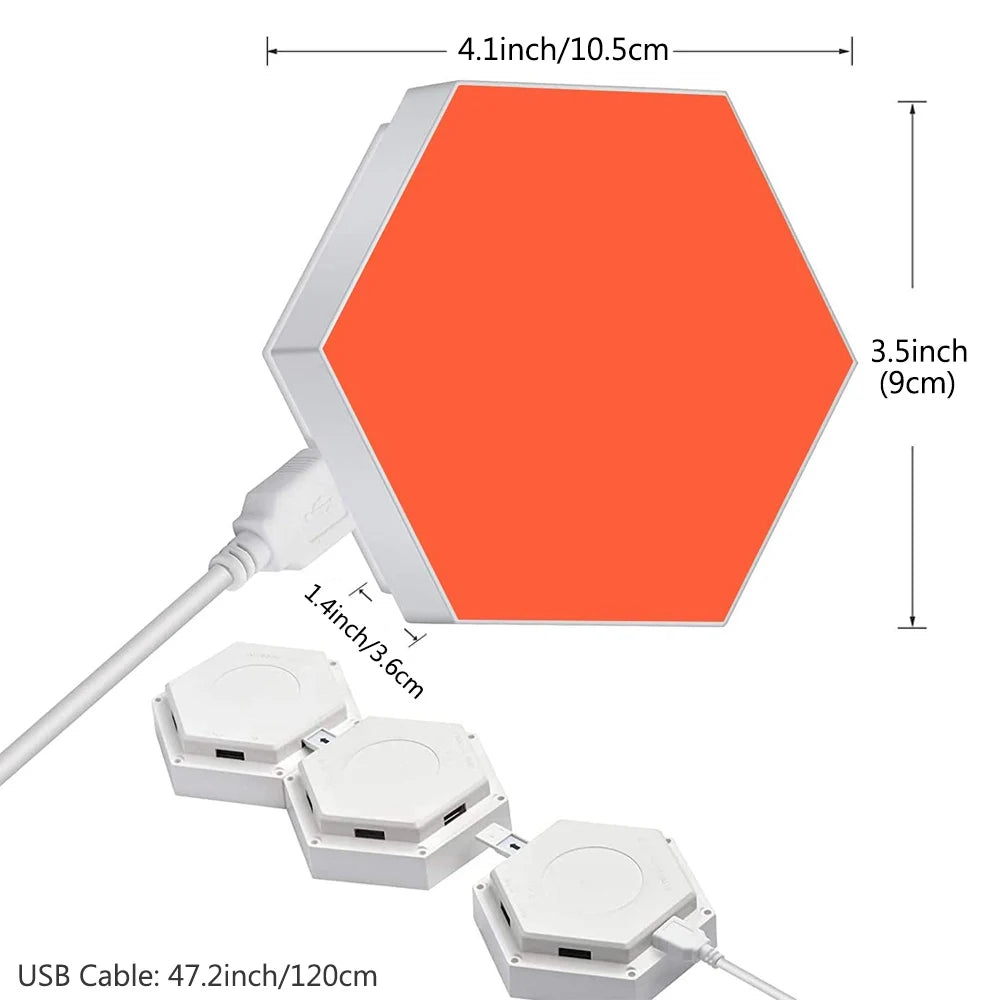 Hexagon Wall Light Wall Mounted Remote Control Touch Sensitive DIY Geometric Modular Assembled USB Power RGB led Colorful Light