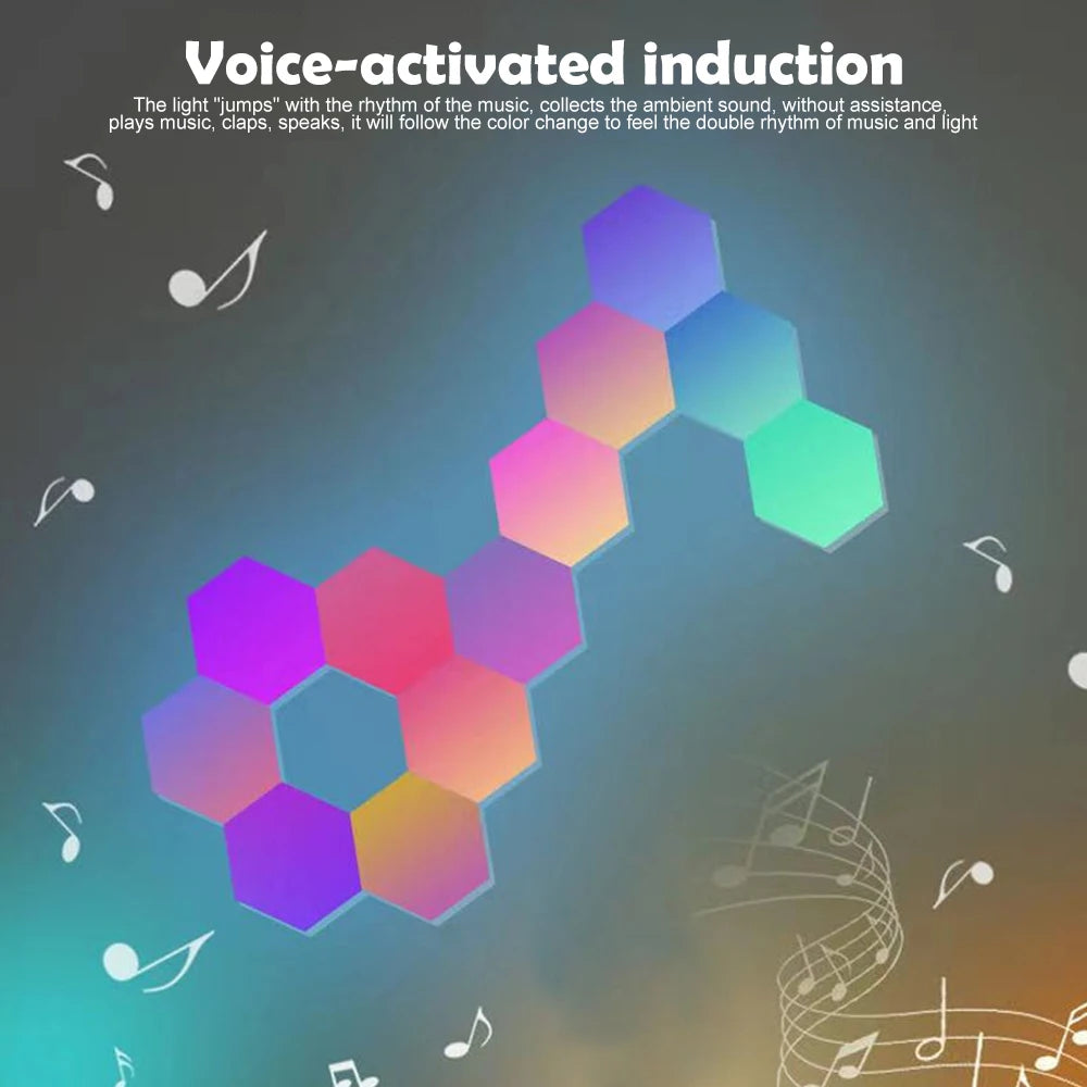 Hexagon Lights Gaming RGB Led Light Panels DIY Smart Home Wall Lights Musical Rhythm Sync App Control Gaming Room Decor