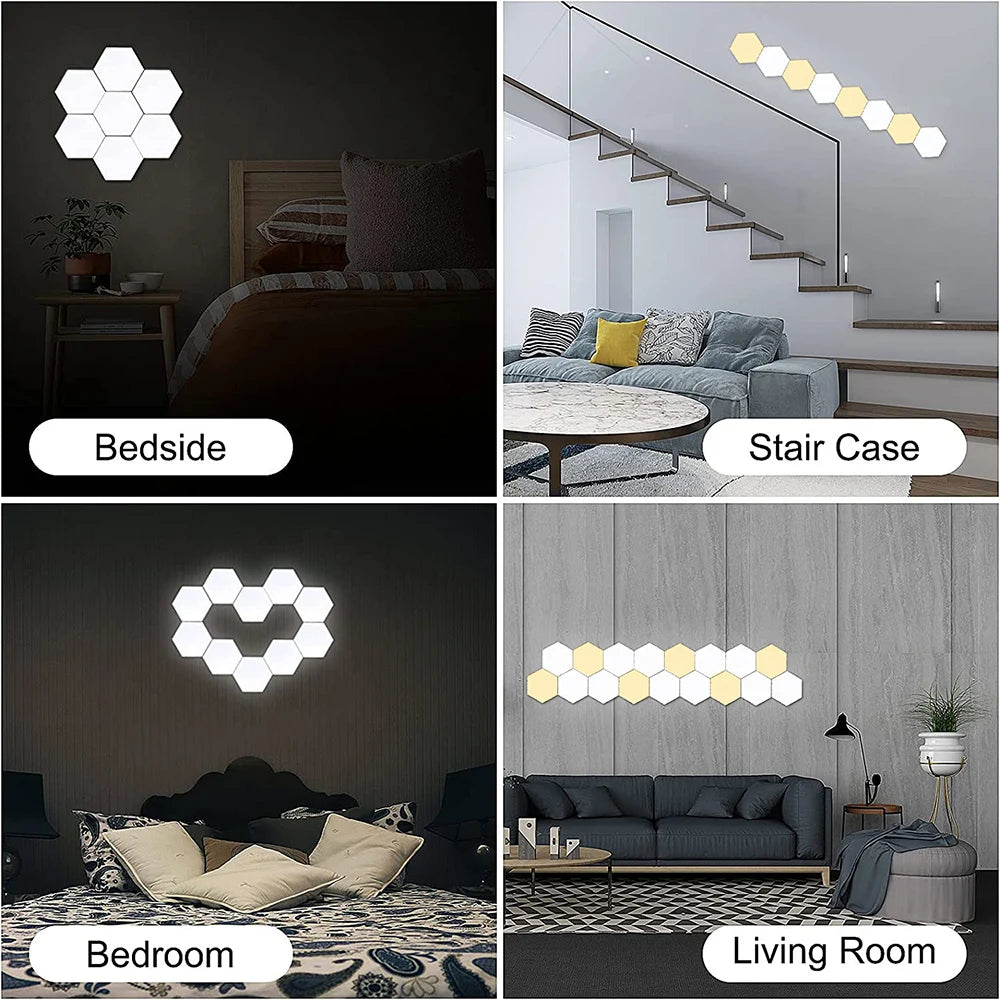 Hexagon Wall Light Wall Mounted Remote Control Touch Sensitive DIY Geometric Modular Assembled USB Power RGB led Colorful Light