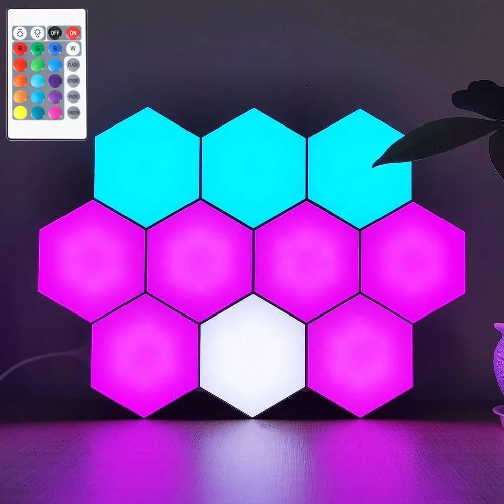 Hexagon Wall Light Wall Mounted Remote Control Touch Sensitive DIY Geometric Modular Assembled USB Power RGB led Colorful Light