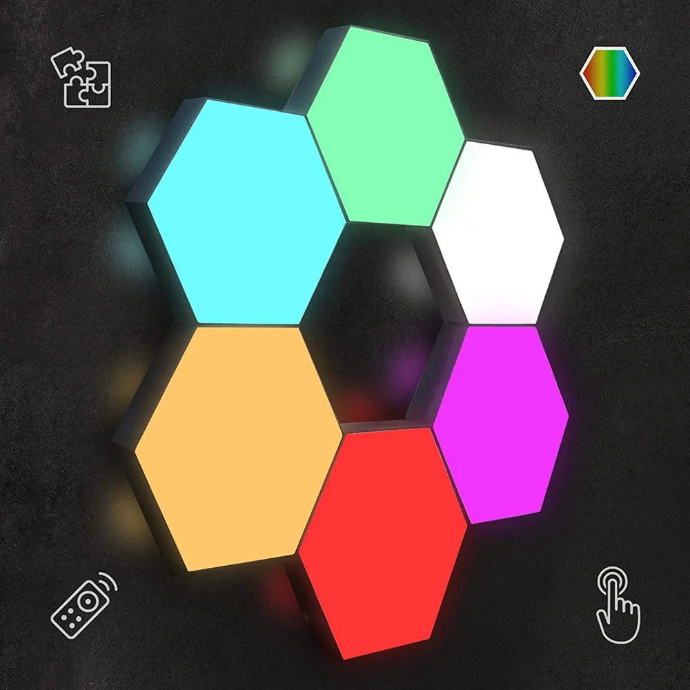 Hexagon Wall Light Wall Mounted Remote Control Touch Sensitive DIY Geometric Modular Assembled USB Power RGB led Colorful Light