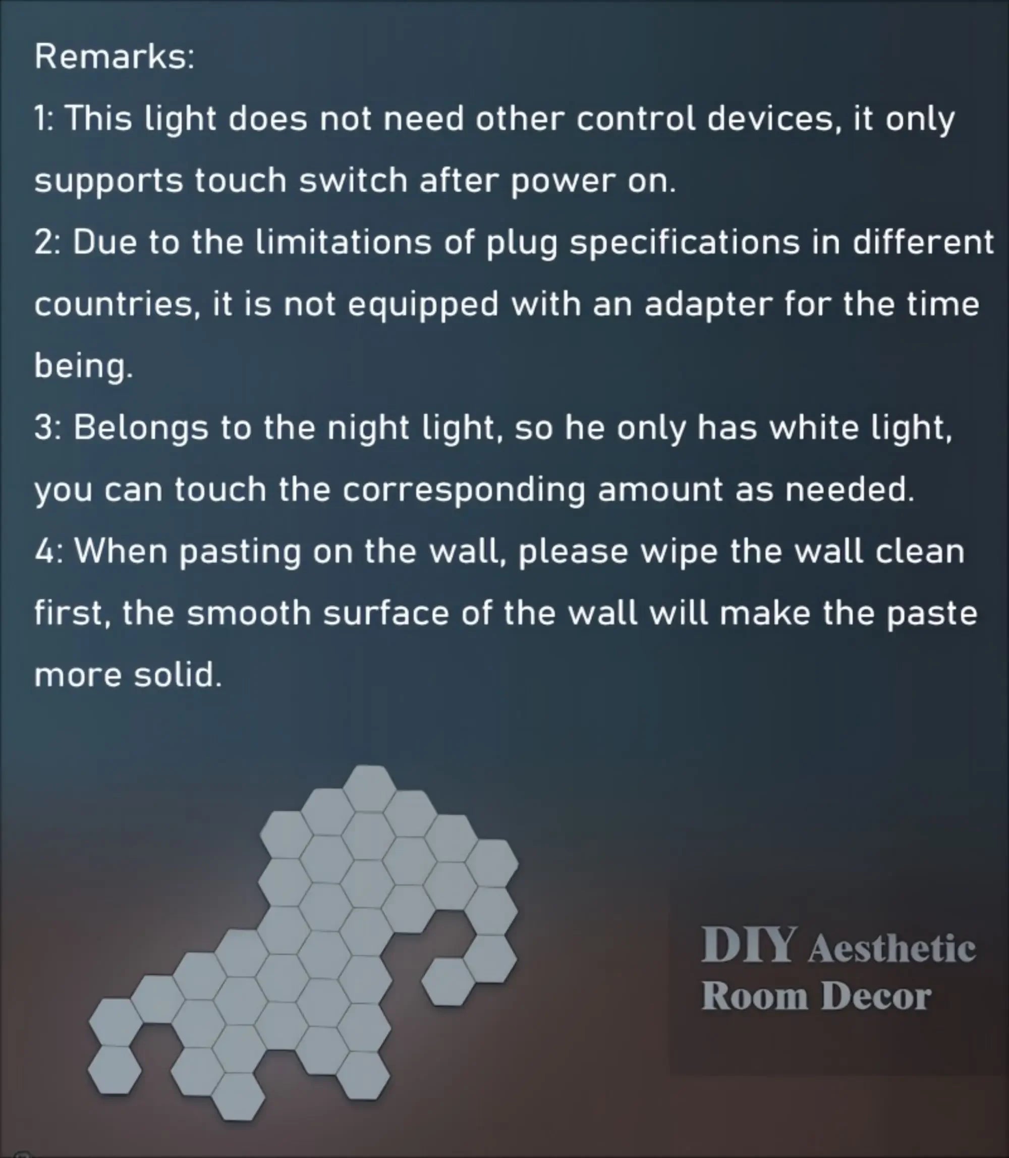 Hexagonal touch LED wall light, neutral white light, night light touch, convenient to use, energy-saving, 6-pack