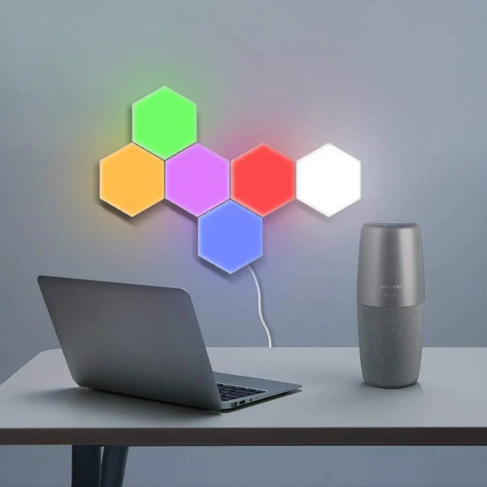 Hexagon Wall Light Wall Mounted Remote Control Touch Sensitive DIY Geometric Modular Assembled USB Power RGB led Colorful Light