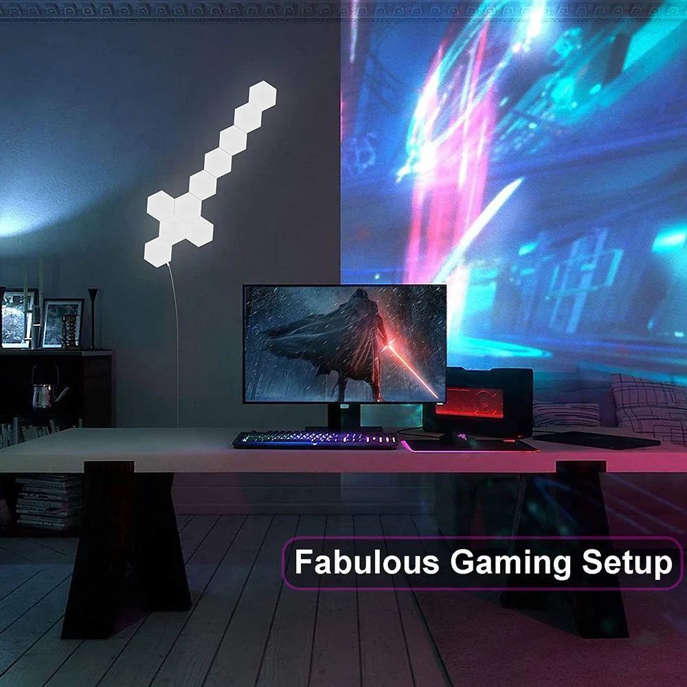 Hexagon Wall Light Wall Mounted Remote Control Touch Sensitive DIY Geometric Modular Assembled USB Power RGB led Colorful Light