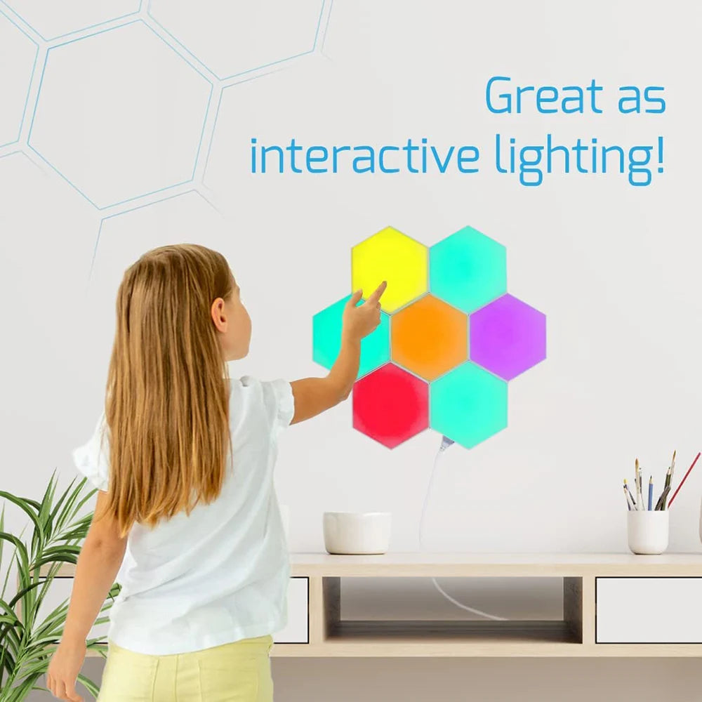 Hexagon Wall Light Wall Mounted Remote Control Touch Sensitive DIY Geometric Modular Assembled USB Power RGB led Colorful Light